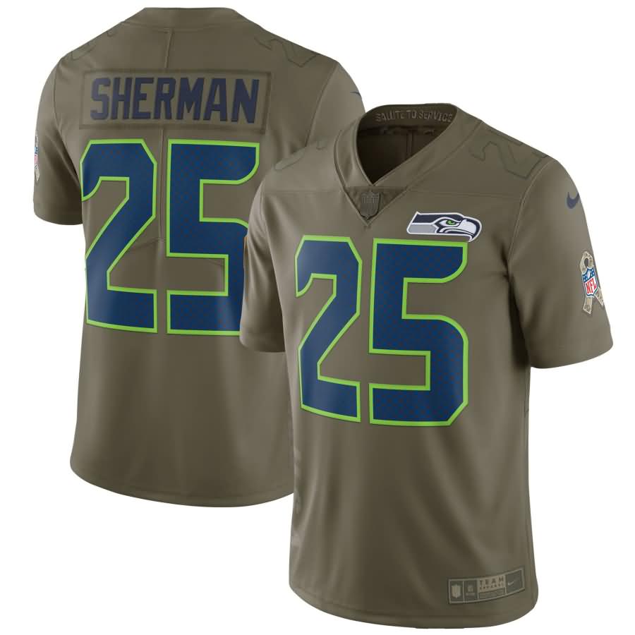 Richard Sherman Seattle Seahawks Nike Salute To Service Limited Jersey - Olive