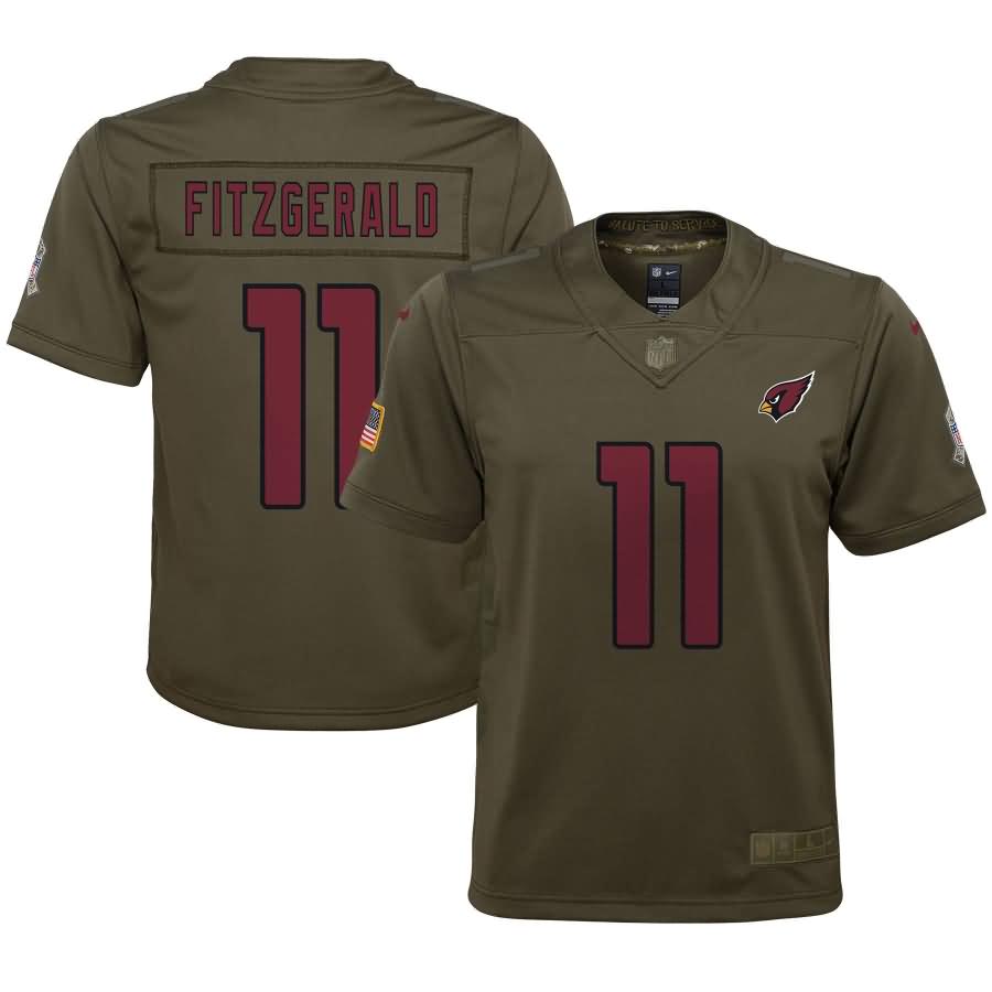 Larry Fitzgerald Arizona Cardinals Nike Youth Salute to Service Game Jersey - Olive