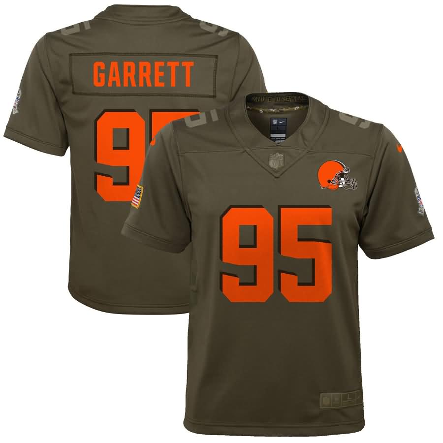 Myles Garrett Cleveland Browns Nike Youth Salute to Service Game Jersey - Olive