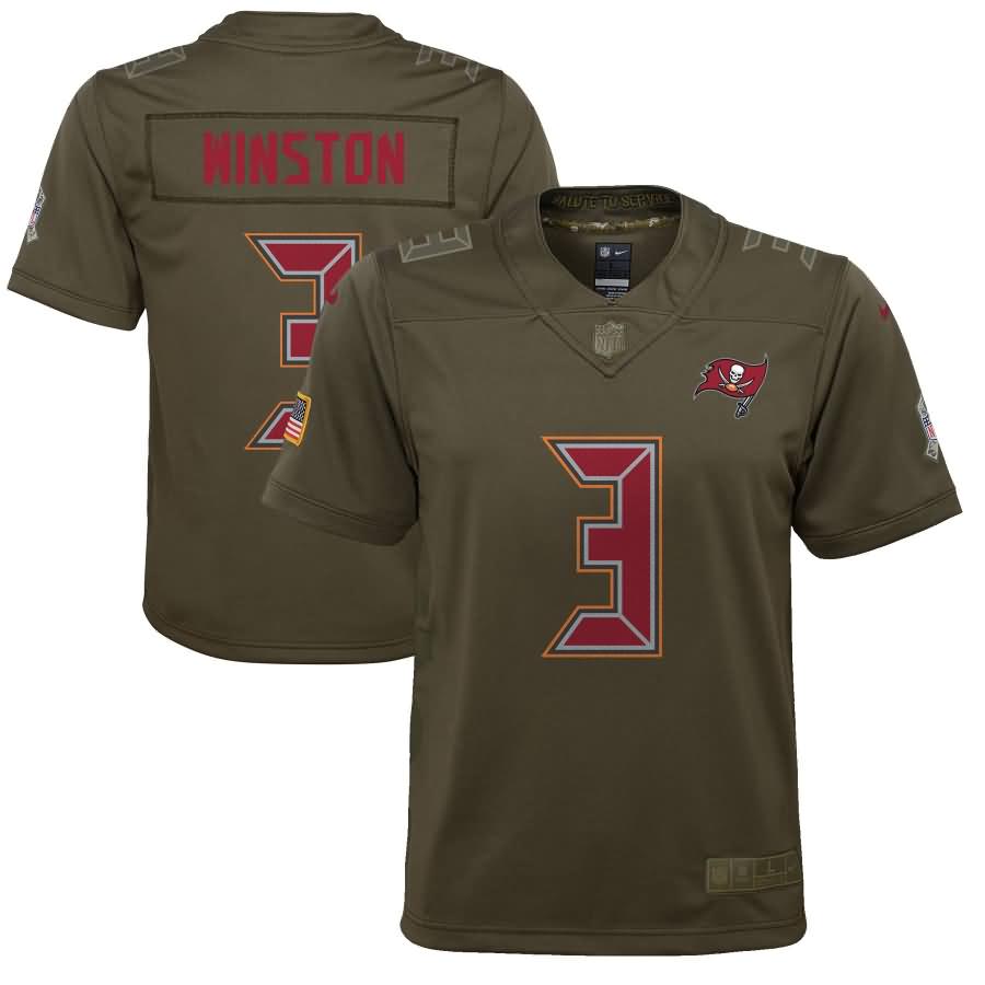 Jameis Winston Tampa Bay Buccaneers Nike Youth Salute to Service Game Jersey - Olive