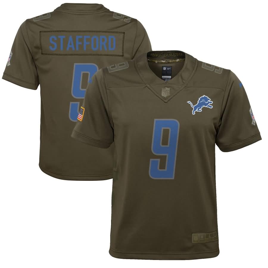 Matthew Stafford Detroit Lions Nike Youth Salute to Service Game Jersey - Olive