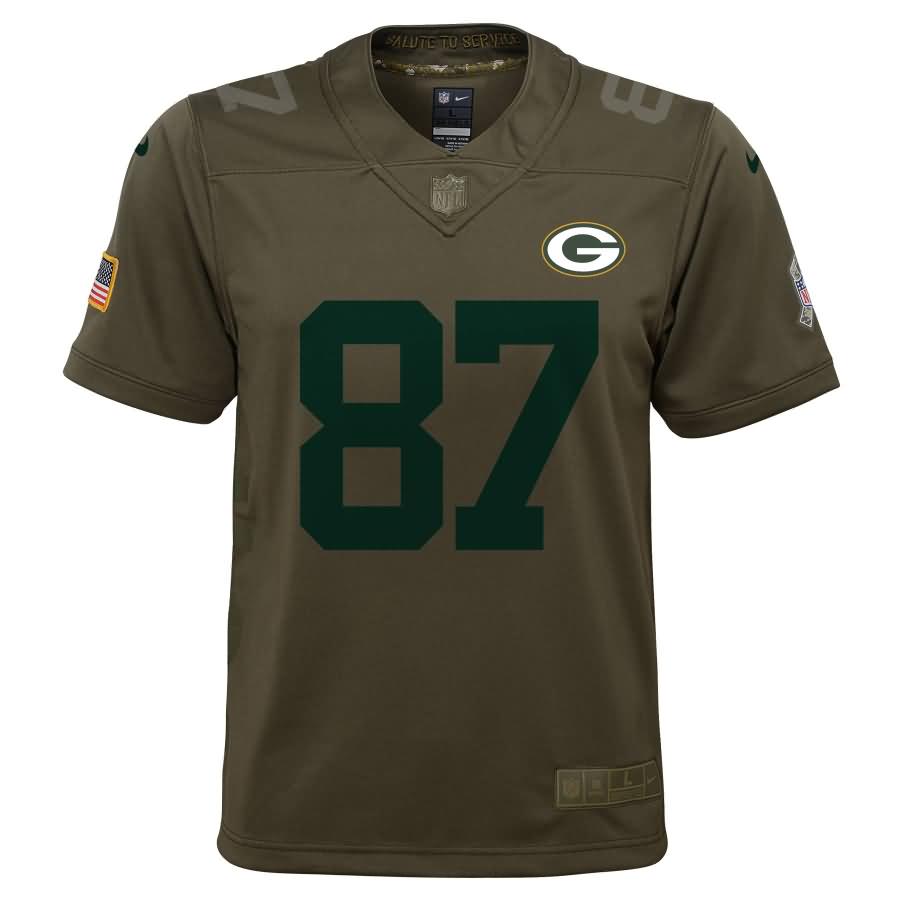 Jordy Nelson Green Bay Packers Nike Youth Salute to Service Game Jersey - Olive