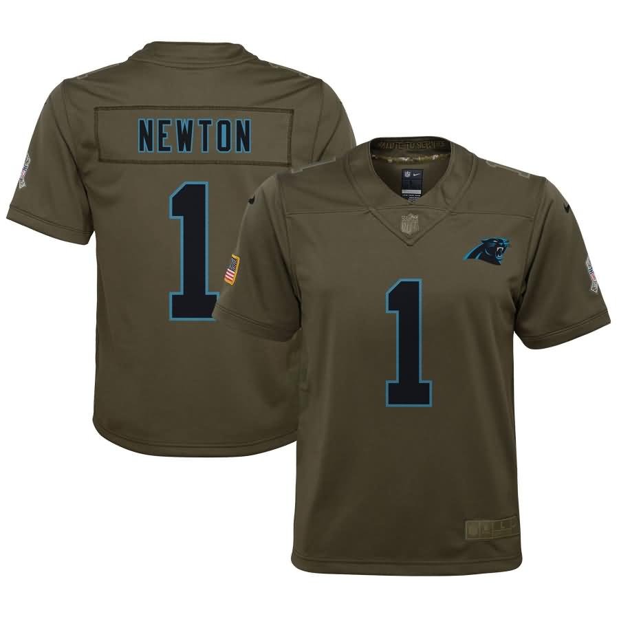 Cam Newton Carolina Panthers Nike Youth Salute to Service Game Jersey - Olive