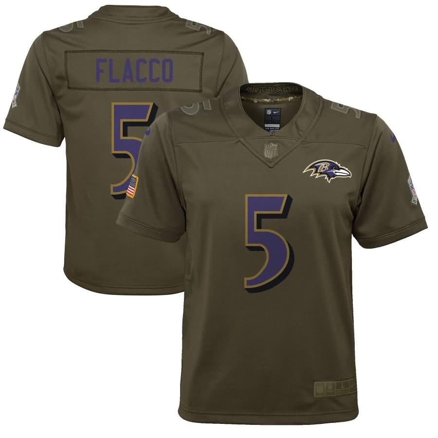 Joe Flacco Baltimore Ravens Nike Youth Salute to Service Game Jersey - Olive