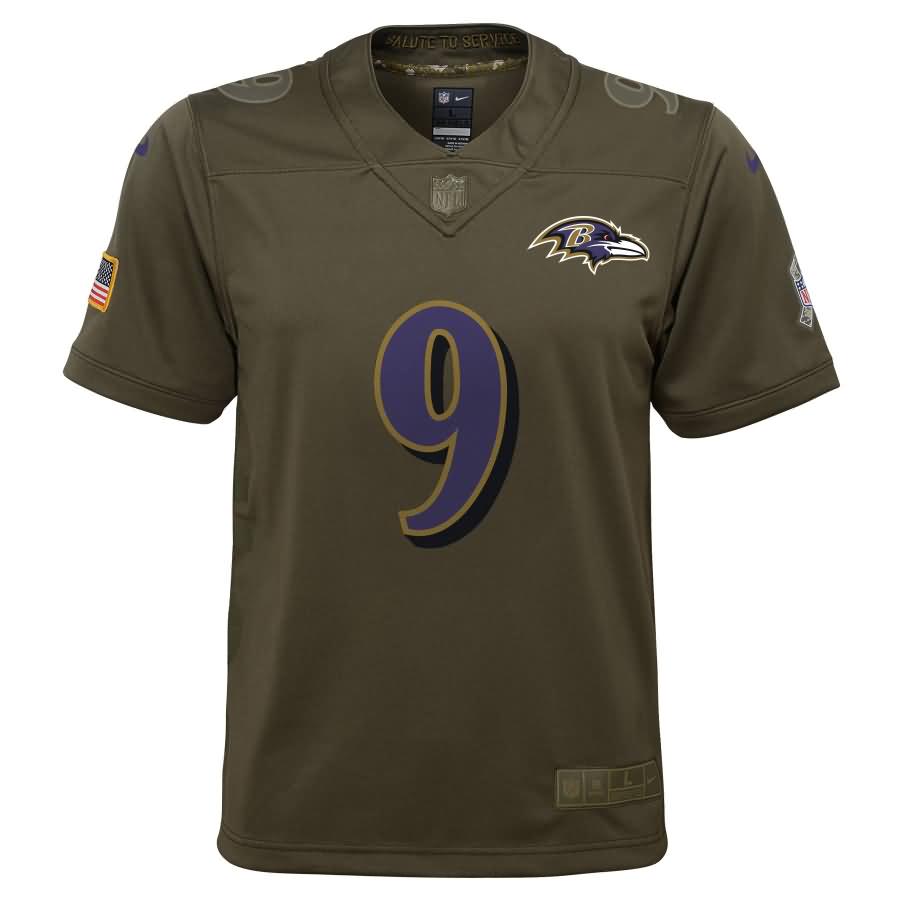 Justin Tucker Baltimore Ravens Nike Youth Salute to Service Game Jersey - Olive