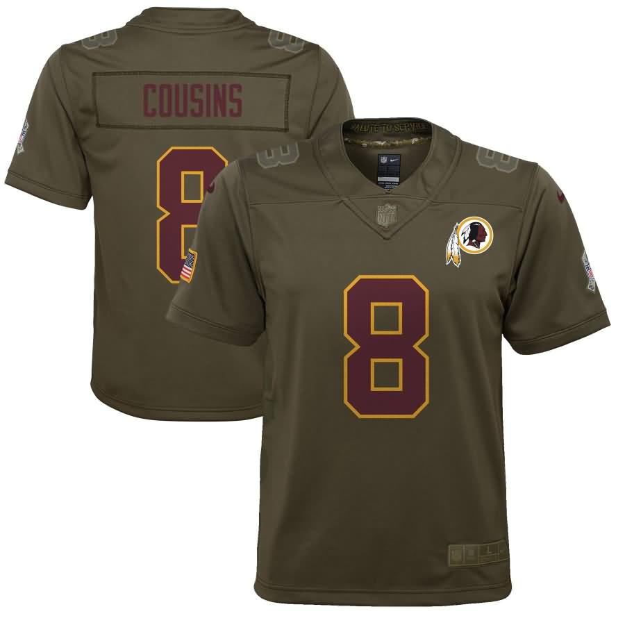 Kirk Cousins Washington Redskins Nike Youth Salute to Service Game Jersey - Olive