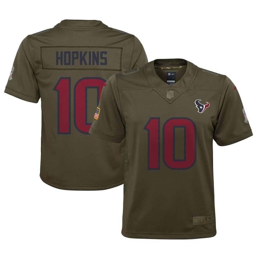 DeAndre Hopkins Houston Texans Nike Youth Salute to Service Game Jersey - Olive