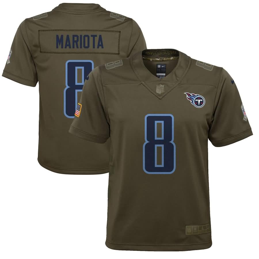 Marcus Mariota Tennessee Titans Nike Youth Salute to Service Game Jersey - Olive