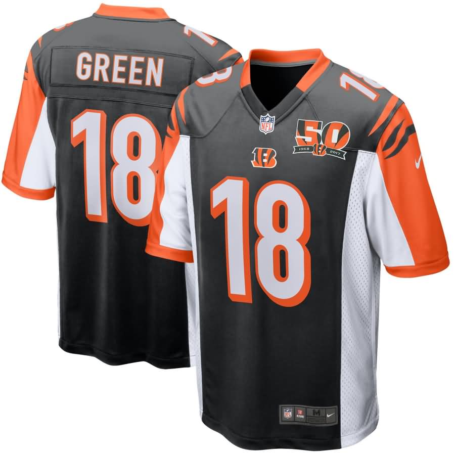 A.J. Green Cincinnati Bengals Nike Youth 50th Anniversary Patch Game Jersey - Black
