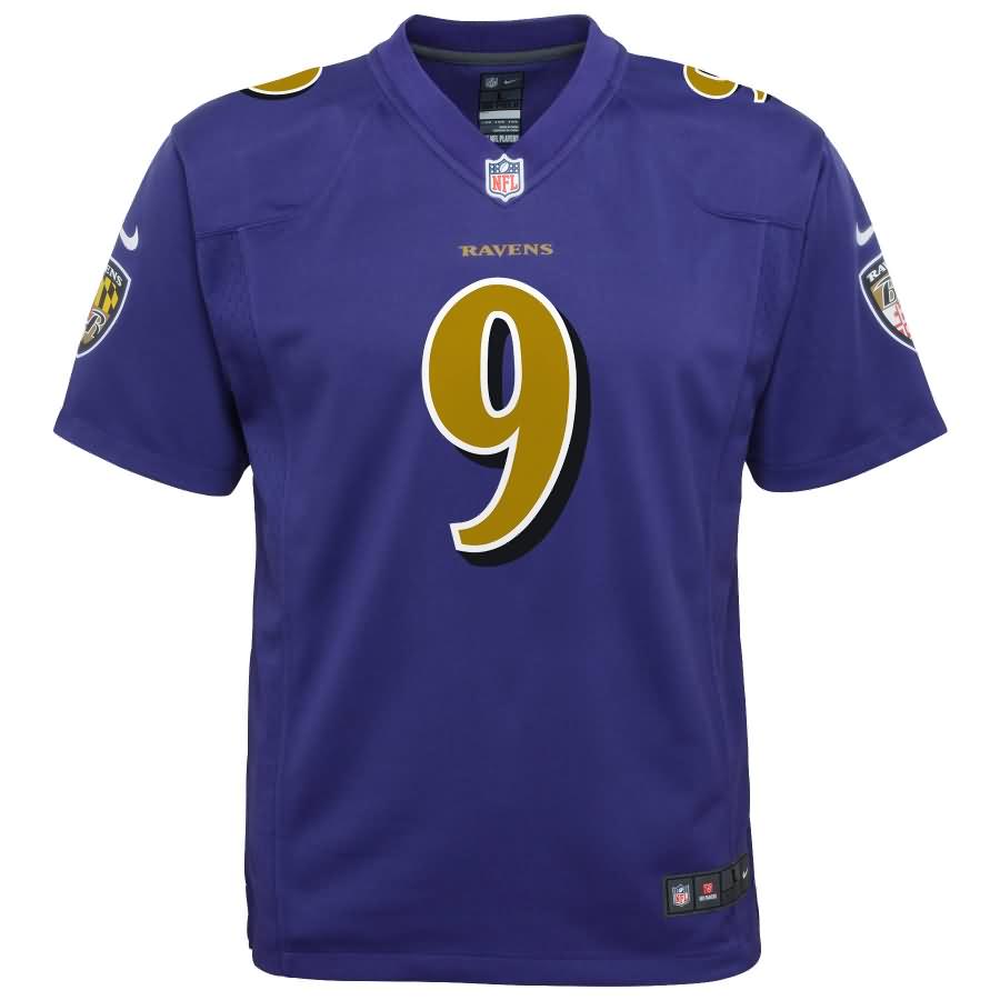 Justin Tucker Baltimore Ravens Nike Youth Color Rush Game Jersey - Purple