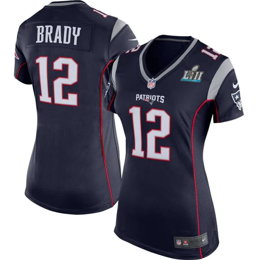 Tom Brady New England Patriots Nike Women's Super Bowl LII Bound Game Jersey - Navy