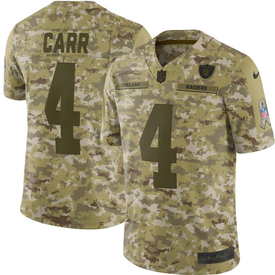 Derek Carr Oakland Raiders Nike Salute to Service Limited Jersey - Camo