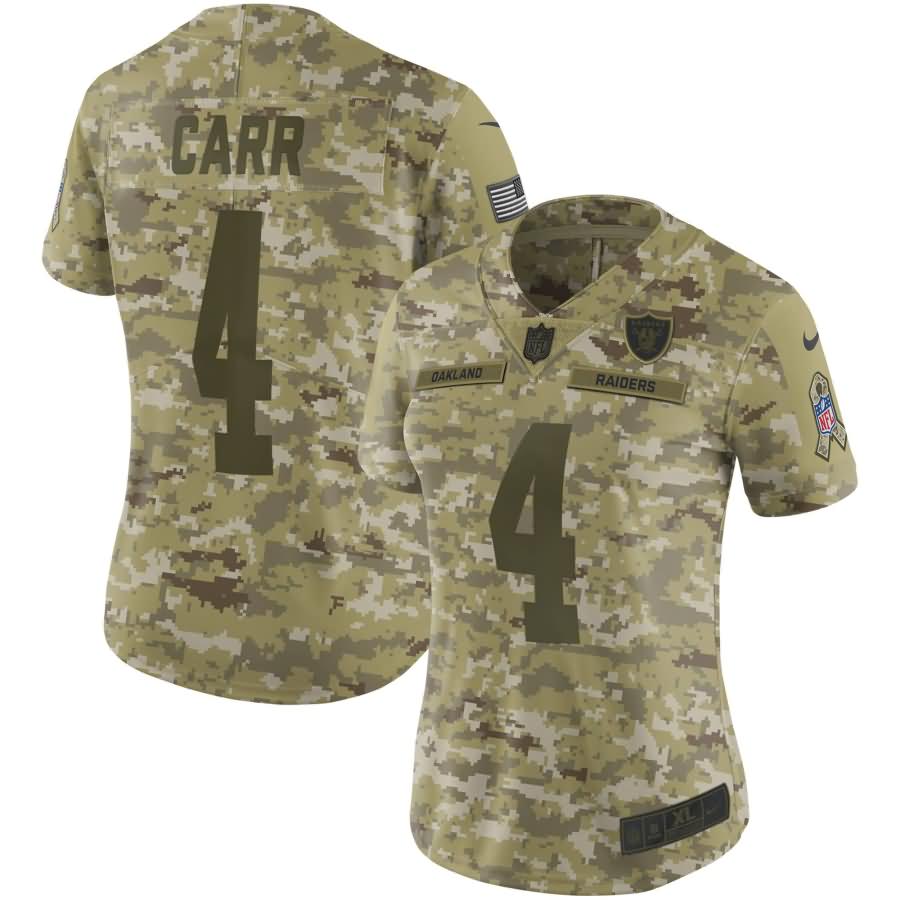 Derek Carr Oakland Raiders Nike Women's Salute to Service Limited Jersey - Camo