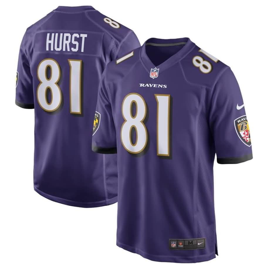 Hayden Hurst Baltimore Ravens Nike 2018 NFL Draft First Round Pick Game Jersey - Purple