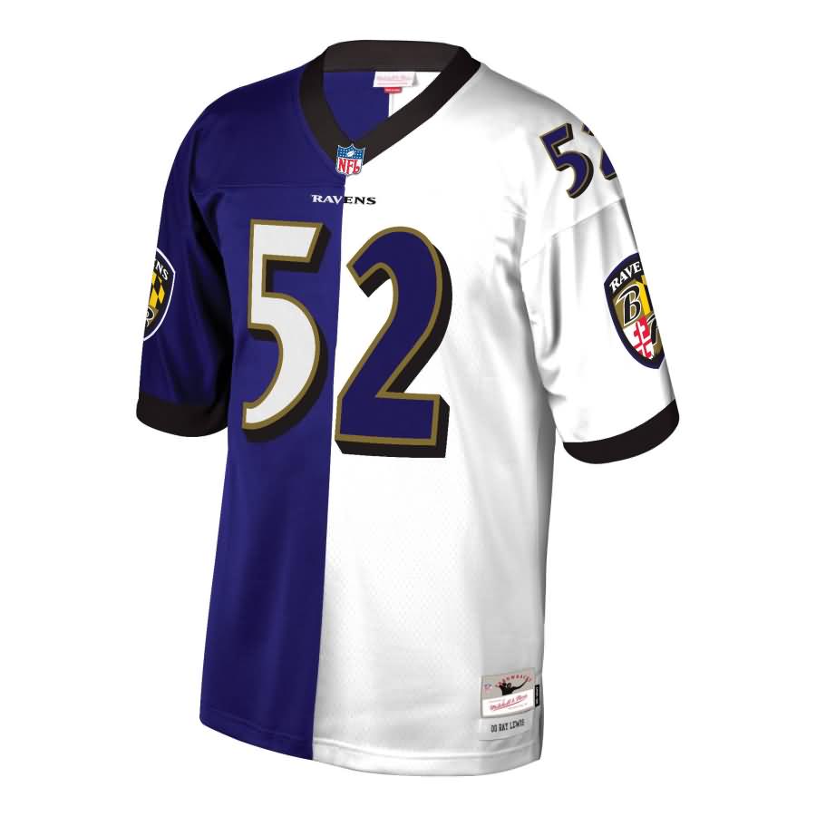 Ray Lewis Baltimore Ravens Mitchell & Ness Retired Player Split Replica Jersey - Purple/White