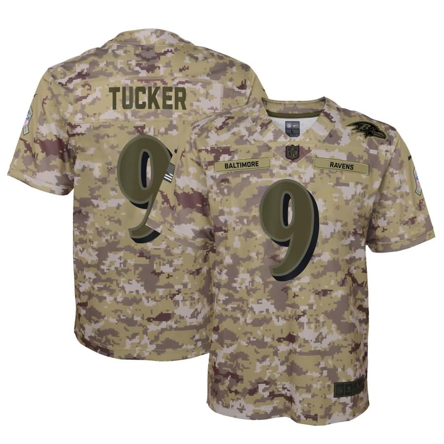 Justin Tucker Baltimore Ravens Nike Youth Salute to Service Game Jersey - Camo