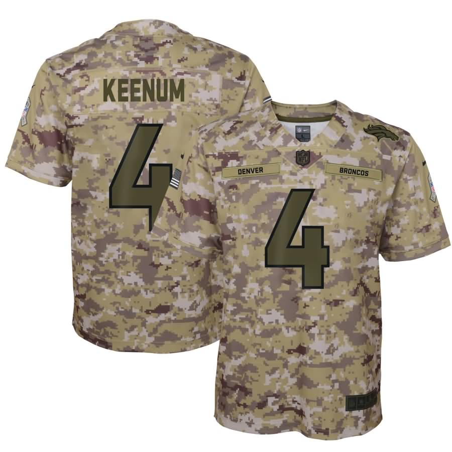 Case Keenum Denver Broncos Nike Youth Salute to Service Game Jersey - Camo