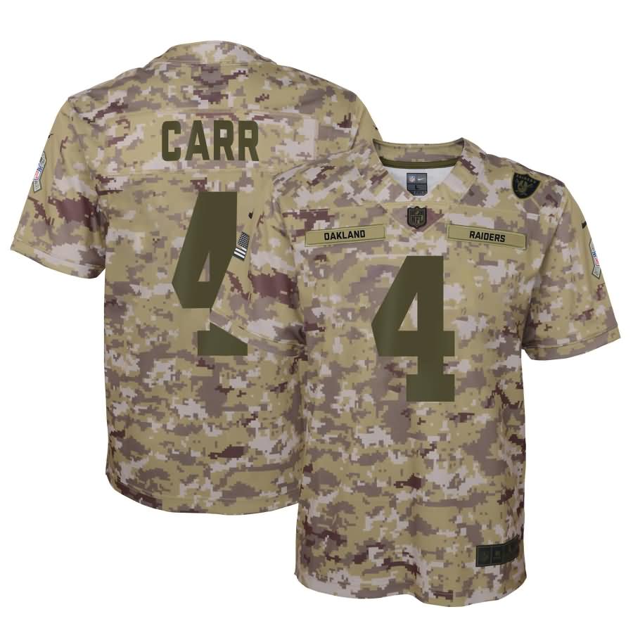 Derek Carr Oakland Raiders Nike Youth Salute to Service Game Jersey - Camo