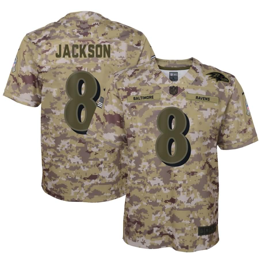 Lamar Jackson Baltimore Ravens Nike Youth Salute to Service Game Jersey - Camo